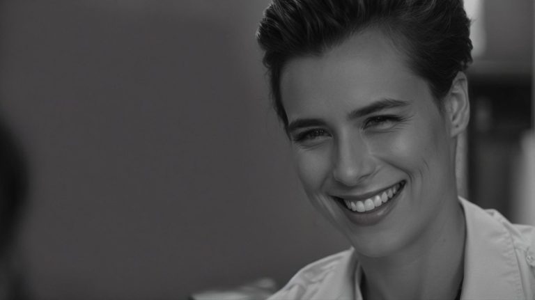 Smiling man showing teeth in a close-up portrait